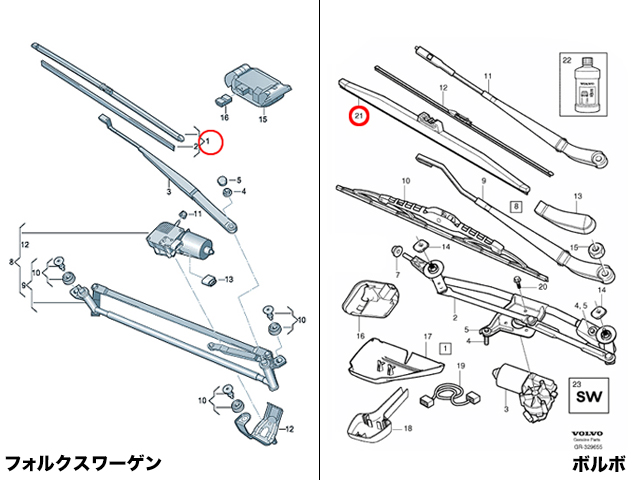 ワイパーブレード 左右セット フロント用 VW(フォルクスワーゲン) [31333414]