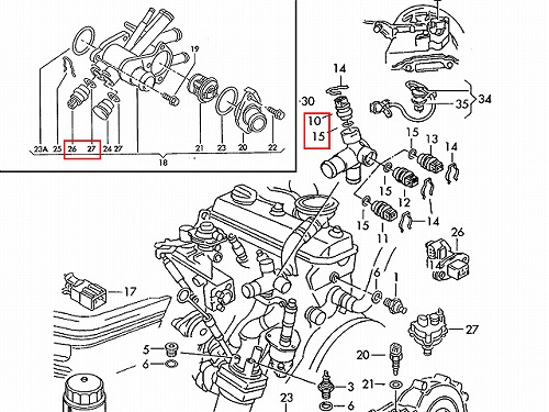 水温センサー(テンパラチャーセンサー) VW(フォルクスワーゲン) [0135427817-S]