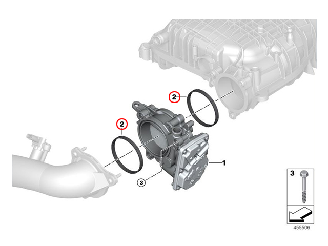 スロットルボディガスケット (スロットル バタフライ サポート ガスケット) BMW [13548632344]