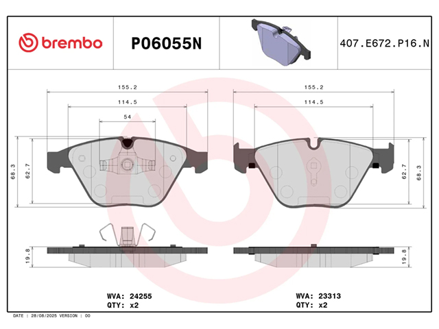 ブレーキパッド(ディスクパッド) フロント brembo製 BMW [P06055N]