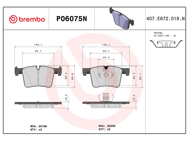 ブレーキパッド(ディスクパッド) フロント brembo製 BMW [P06075N]