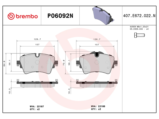 ブレーキパッド(ディスクパッド) フロント brembo製 BMW [P06092N]