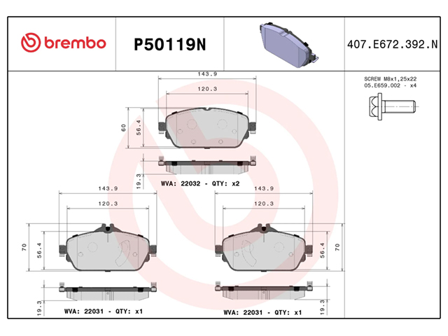 ブレーキパッド(ディスクパッド) フロント brembo製 メルセデスベンツ [P50119N]