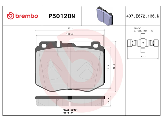ブレーキパッド(ディスクパッド) フロント brembo製 メルセデスベンツ [P50120N]