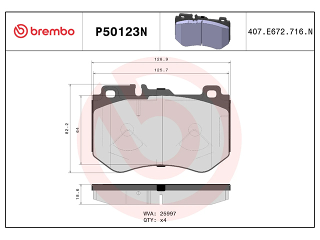ブレーキパッド(ディスクパッド) フロント brembo製 メルセデスベンツ [P50123N]