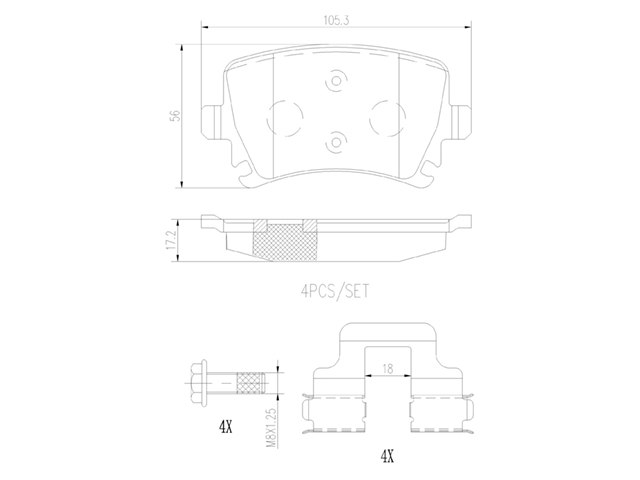 ブレーキパッド(ディスクパッド) リア brembo製 VW(フォルクスワーゲン) [P85073N]
