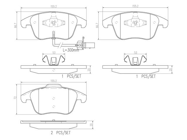 ブレーキパッド(ディスクパッド) フロント brembo製 AUDI(アウディ) [P85113N]