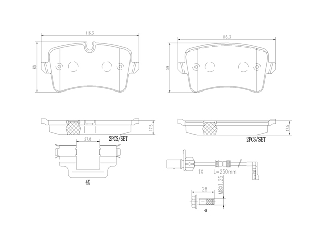 ブレーキパッド(ディスクパッド) リア brembo製 AUDI(アウディ) [P85150N]