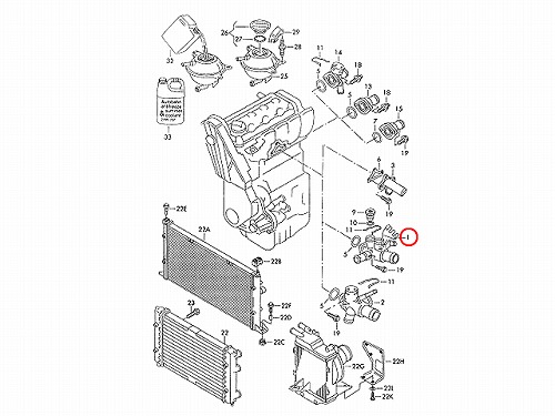 ウォーターフランジ(ウォーターハウジング) VW(フォルクスワーゲン) [037121132E]
