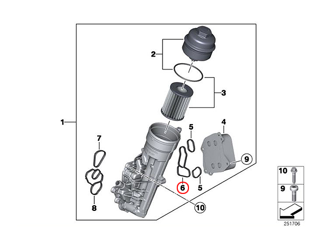 オイルクーラー用ガスケット BMW [11427625486]