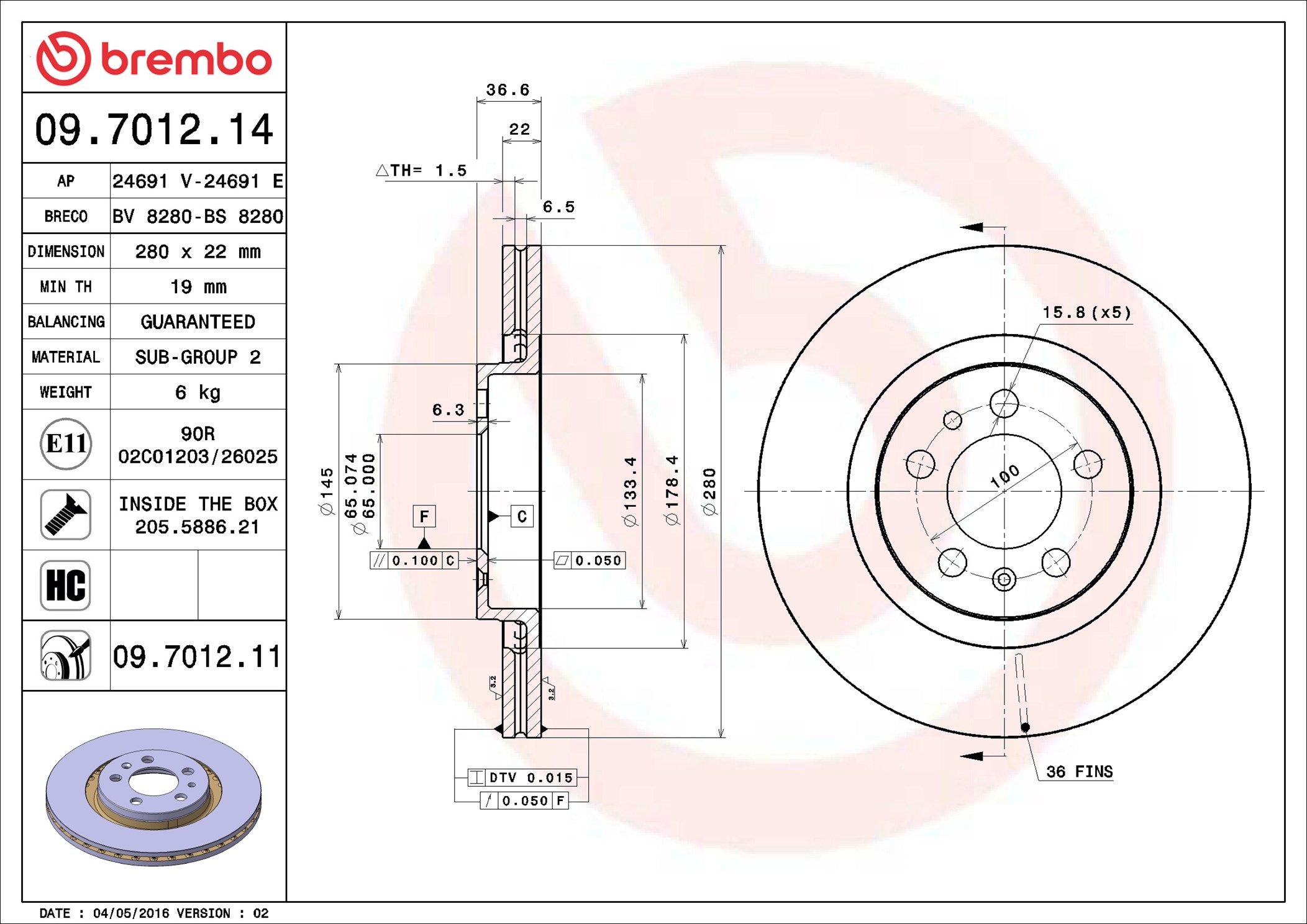 ブレーキローター(ディスクローター) フロント brembo製 AUDI(アウディ) [09701211]
