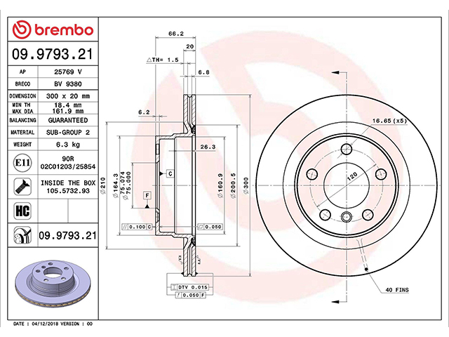 ブレーキローター(ディスクローター) リア brembo製 BMW [09979321]