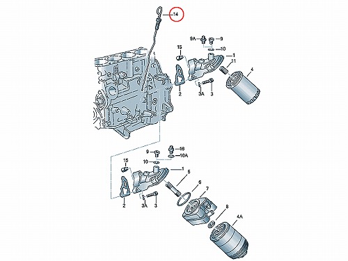 純正 エンジンオイルレベルゲージ(ディップスティック) AUDI(アウディ) [053115611C]