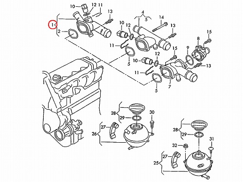 ウォーターフランジ(ウォーターハウジング) VW(フォルクスワーゲン) [06A121132]