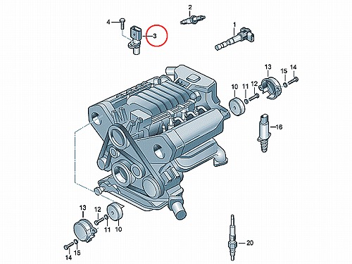 カム角センサー(カムポジションセンサー) VW(フォルクスワーゲン) [06C905163B]