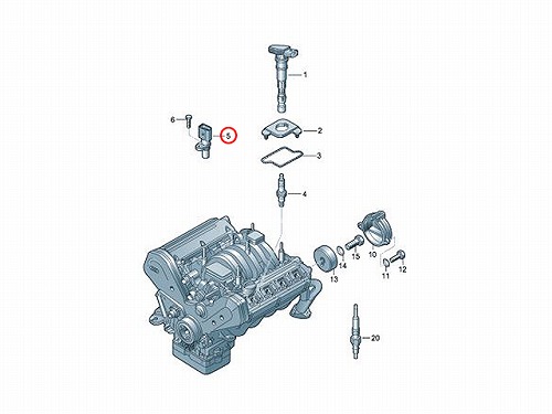 カム角センサー(カムポジションセンサー) AUDI(アウディ) [06E905163]
