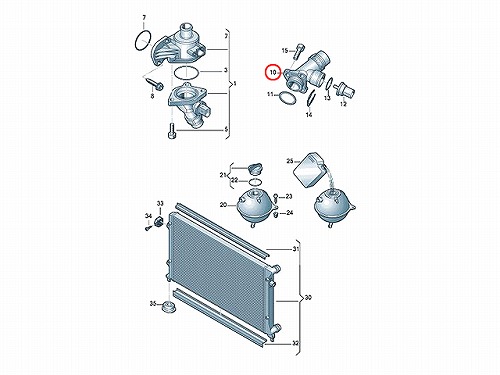ウォーターフランジ(ウォーターハウジング) AUDI(アウディ) [06F121133A]