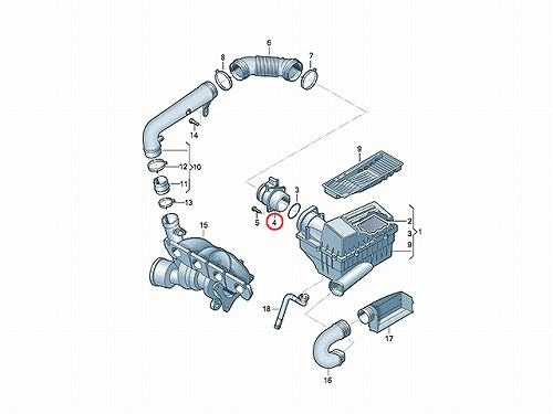 エアマスセンサー(エアフロセンサー) VW(フォルクスワーゲン) [06J906461D]