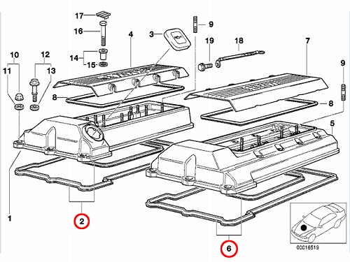タペットカバーガスケット 左右セット BMW [11120034104-S]