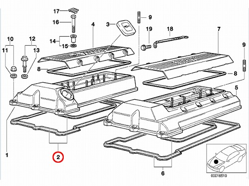 タペットカバーガスケット 右側 BMW [11120034104]