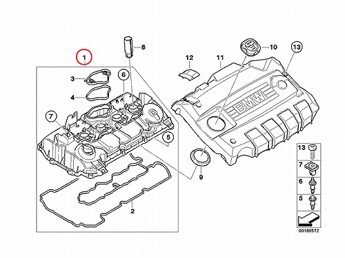 シリンダーヘッドカバー(タペットカバー)ASSY BMW [11127553626]
