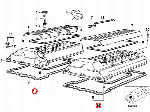 タペットカバーガスケット 左右セット BMW [11129069871-S]