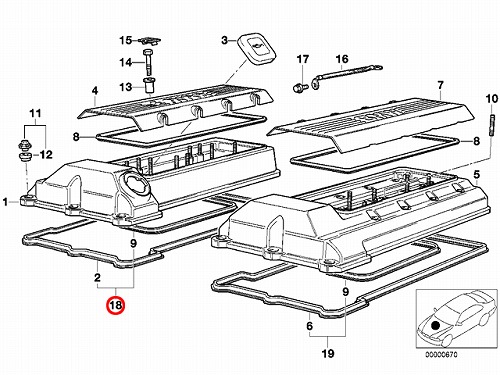 タペットカバーガスケット 左側 BMW [11129069871]
