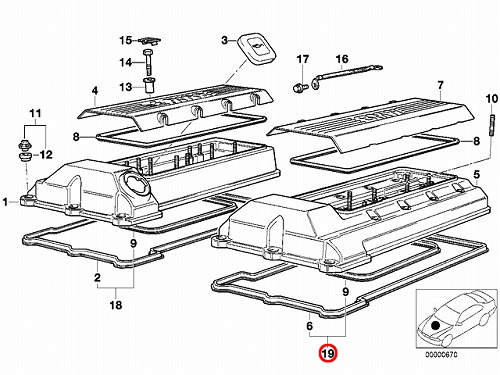 タペットカバーガスケット 右側 BMW [11129069872]