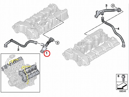 ブローバイホース コネクション(1～4シリンダー用 右側) BMW [11157646086]