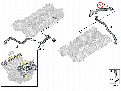 ブローバイホース コネクション(5～8シリンダー用 左側) BMW [11157646087]