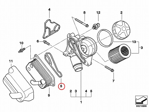 オイルクーラー用ガスケット BMW [11427525335]