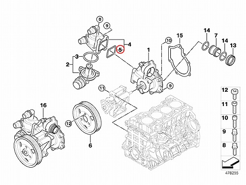 サーモスタットハウジング(カバー)ガスケット BMW [11517514941]