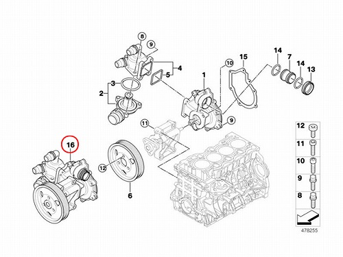 純正 ウォーターポンプASSY (サーモスタット付属) BMW [11517574119]
