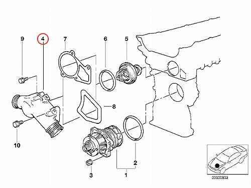 サーモスタットハウジング(カバー) BMW [11531722531]
