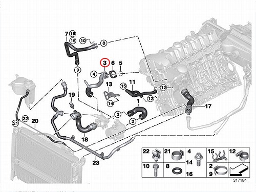 純正 ウォーターホース BMW [11537516414]