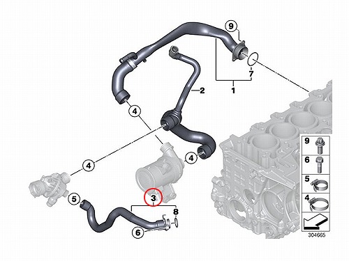 ウォーターホース(クーラントホース) BMW [11537598234]