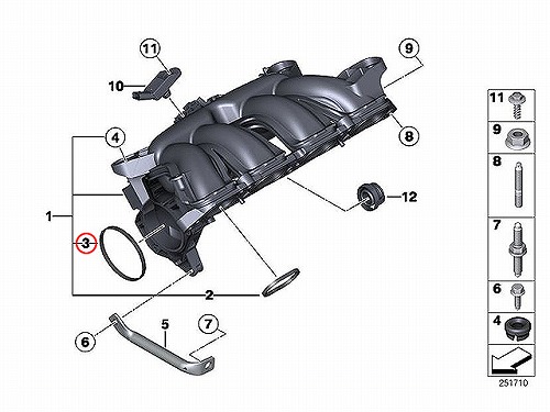 スロットルボディガスケット (スロットル バタフライ サポート ガスケット) BMW [11617528341]