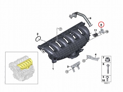 インテーク プレッシャーセンサー(インテークマニホールドセンサー/内圧センサー/ブースト圧センサー) BMW [13627585492]