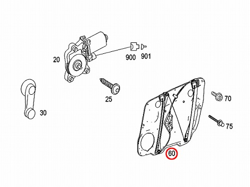 パワーウインドウレギュレーター リア 左側 メルセデスベンツ [1697303379]