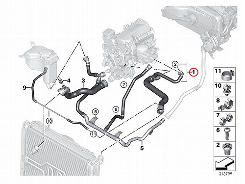 純正 ラジエター アッパーホース BMW [17127531768A]