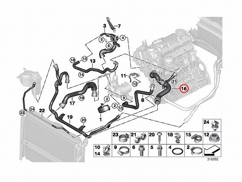 ラジエター アッパーホース BMW [17127566031]