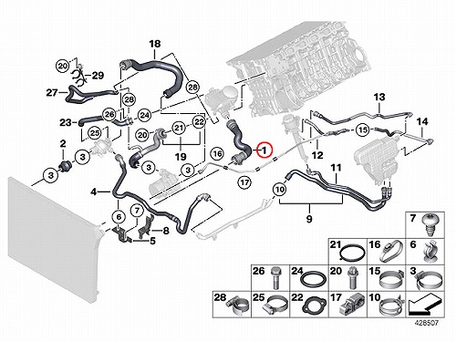 ラジエター アッパーホース BMW [17127578399]