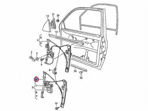 パワーウインドウレギュレーター フロント 左側 VW(フォルクスワーゲン) [1H0837461A]