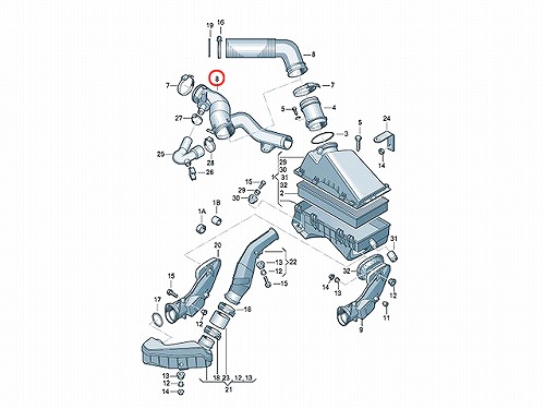 エアインテークホース(コネクティングパイプ) VW(フォルクスワーゲン) [1J0129684CG]