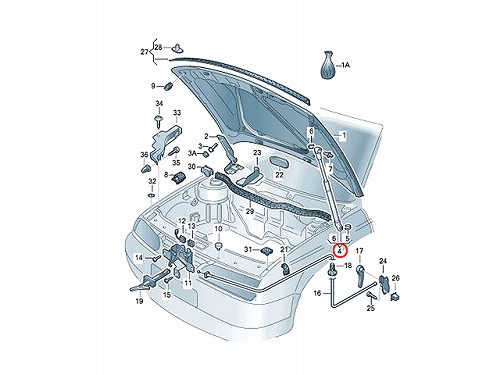 ボンネットダンパー(エンジンフードダンパー) VW(フォルクスワーゲン) [1J0823359D]