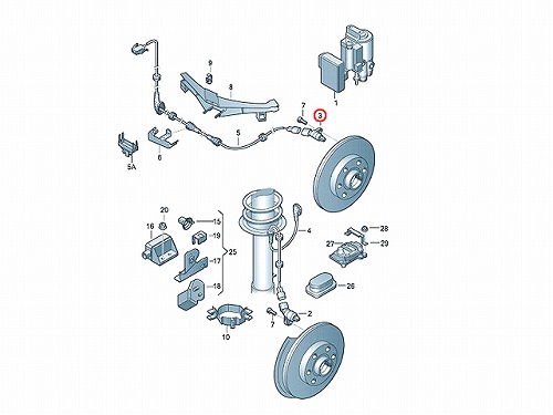ABSセンサー(スピードセンサー) リア 左右共通 VW(フォルクスワーゲン) [1J0927807B]