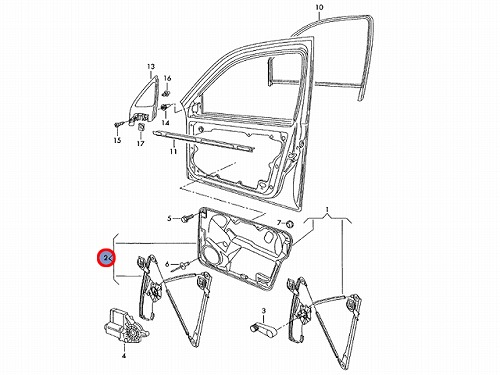パワーウインドウレギュレーター フロント 左側 VW(フォルクスワーゲン) [1J4837461J]