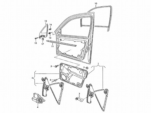 パワーウインドウレギュレーター フロント 右側 VW(フォルクスワーゲン) [1JM898462]