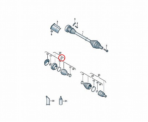 ドライブシャフトブーツキット フロント インナー VW(フォルクスワーゲン) [1K0498201A]