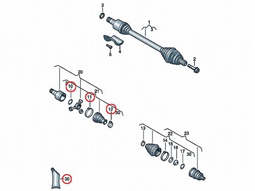 ドライブシャフトブーツキット フロント インナー AUDI(アウディ) [1K0498201C]